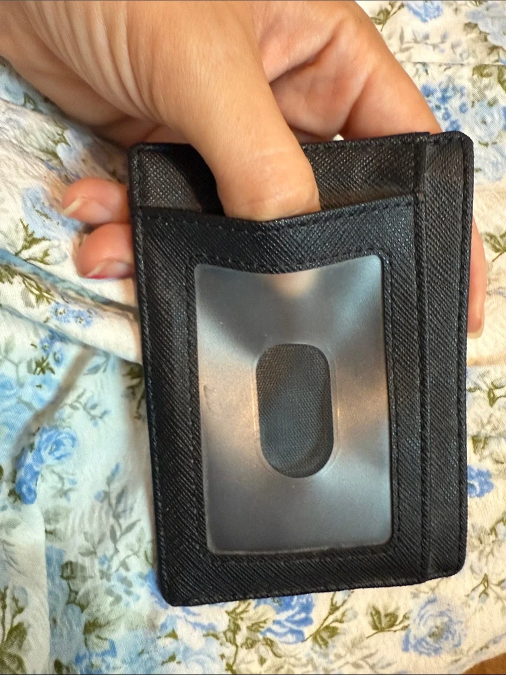 Travelambo Men’s Cross Grain Black Slim Card Holder Minimalist